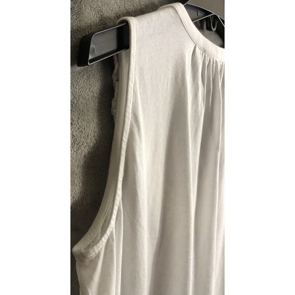 Loft White Ruffled Eyelet V Neck Sleeveless 100% Cotton Tank Top Regular Size XS - Picture 6 of 7